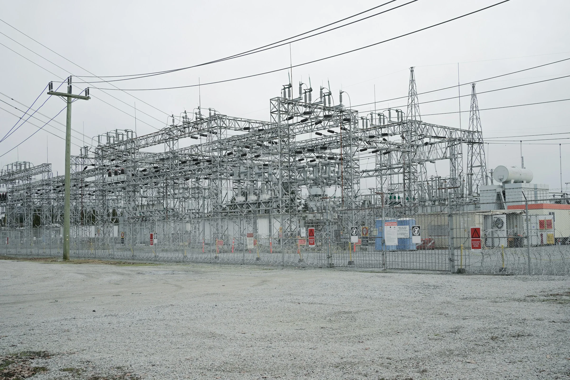 Large electrical substation and transmission infrastructure